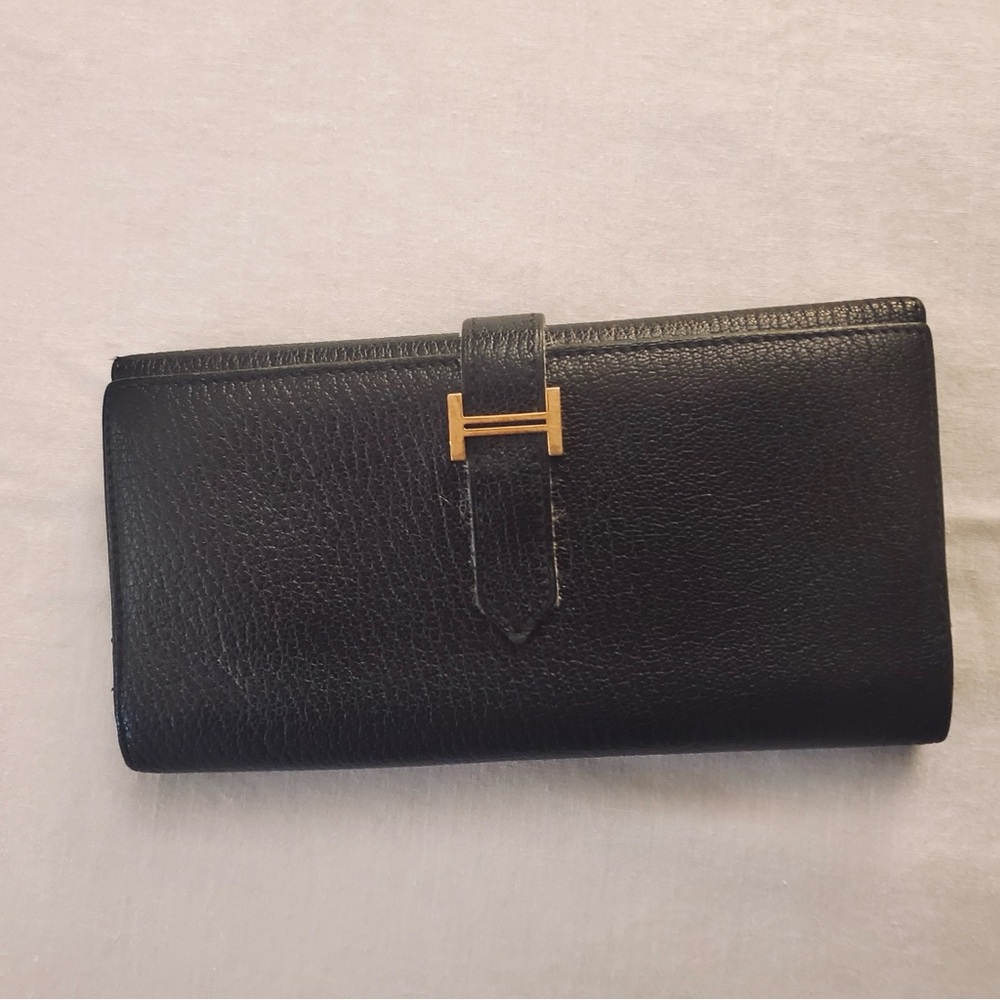 Hermes Black Clutch with Gold Accent